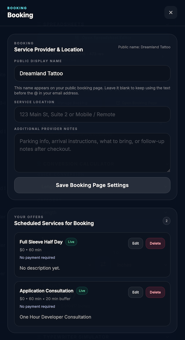 Orbital Office booking manager screenshot