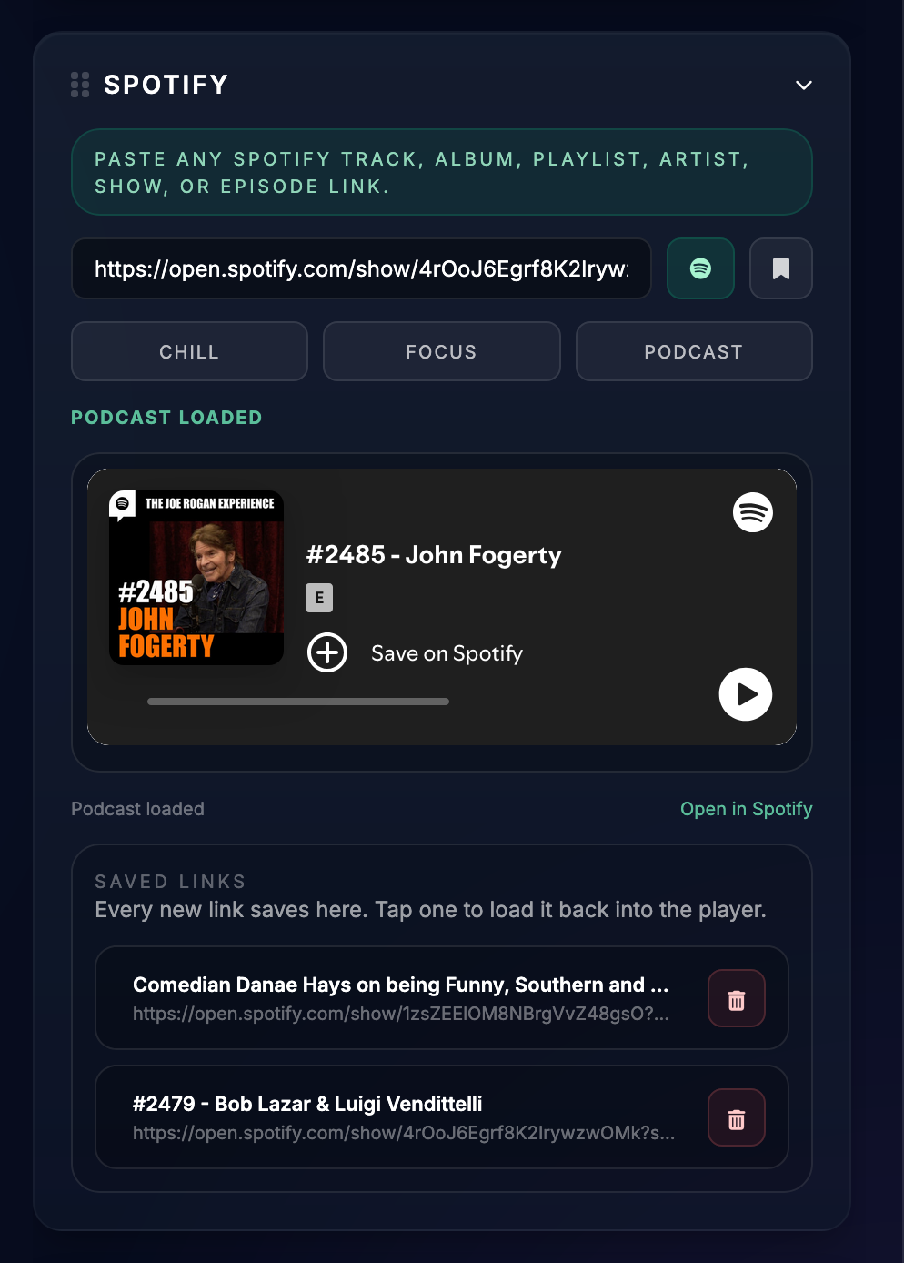 Spotify widget